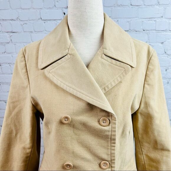 Y2K Gap Classic Tan Academia Blazer Double Breast Notch Collar Lined Jacket - Picture 3 of 14